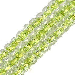 Зелено-Желтый Нити из фольги в технике лэмпворк, рондель, зеленый желтый, 10.5x8.5 мм, отверстие : 1 мм, около 40 шт / нитка, 12.99'' (33 см)