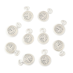 Серебро 10 шт. Подвески из сплава эмали, часы, серебряные, 17x11.5x3 мм, отверстие : 1x1 мм
