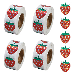 Клубника 4рулоны самоклеящихся наклеек из мелованной бумаги, клейкая этикетка, для украшения свадьбы аксессуары, клубника, 23 мм