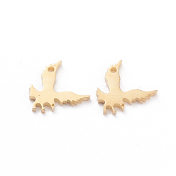 Golden 304 Stainless Steel Charms, Laser Cut, Eagle, Golden, 8.5x10.5x1mm, Hole: 1.2mm