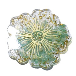 Зеленый Авантюрин Фигурки цветов из смолы, с натуральными зелеными кусочками авантюрина внутри статуй для украшения домашнего офиса, 110x110x7 мм