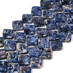 (306FM) Жонкиль матовый с лаймовой подкладкой Натуральное синее пятно нитки из бисера яшмы, витую ромб, 19~19.5x19~19.5x5~5.5 мм, отверстие : 1 мм, около 21 шт / нитка, 15.83'' (40.2 см)