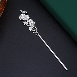 Silver Alloy Hair Stick Findings, Flower, Silver, 140x120mm