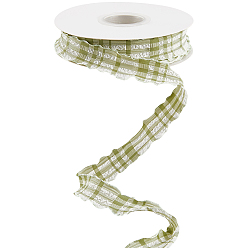 Зеленый Тканевая клетчатая лента, гофрированные подарочные упаковочные ленты, для волос бант букет подарки упаковка, зелёные, 1 дюйм (25 мм), около 10.00 ярдов (9.14 м) / рулон