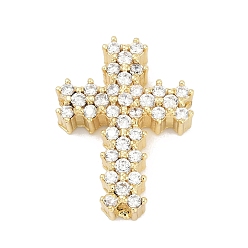 Настоящее золото 18K Латунные микро проложить кубического циркония бусы, крестик, без свинца и без кадмия, долговечный, реальный 18 k позолоченный, 23.5x17.5x6 мм, отверстие : 2 мм