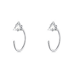 Треугольник 999 изящные серебряные серьги-гвоздики, серебряные, с четким кубического циркония, треугольные, 10 мм