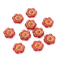 FireBrick Czech Glass Beads, Flower, FireBrick, 14x14mm, Hole: 0.8~1mm