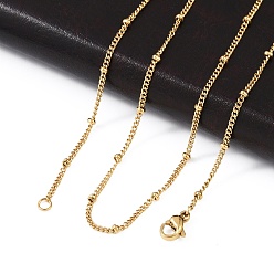 Золотой 304 из нержавеющей стали цепи ожерелья, с карабин-лобстерами , золотые, 17.7 дюйм (45 см), 1.4x0.4 мм, бусины : 2.3x1.2 мм