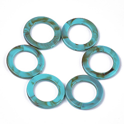 Light Sea Green Acrylic Bead Frame, Imitation Gemstone Style, Ring, Light Sea Green, 41x4.5mm, Hole: 2mm, about 130pcs/500g