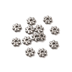 Нержавеющая Сталь Цвет 304 из нержавеющей стали разделительные бусины, цветок, цвет нержавеющей стали, 6x1.8 мм, отверстие : 1.6 мм