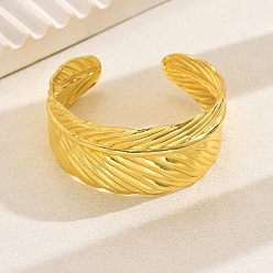 Золотой Роскошные браслеты-манжеты из латуни с листьями для женщин, золотые, внутренний диаметр: 2-3/8 дюйм (6 см) ~ 2-3/4 дюйм (7 см)