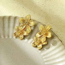 Золотой 304 серьги-гвоздики из нержавеющей стали для женщин, золотые, 41x25.5 мм