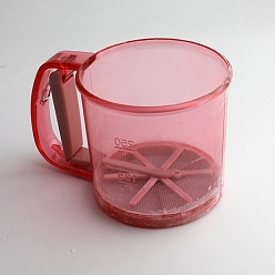 Красный Полуавтоматический просеиватель для муки из полипропилена с пластиковой сеткой, с ручкой, инструмент для выпечки, красные, 150x110x100 мм