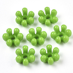 Lime Opaque AS Plastic Bead Caps, 6-Petal, Flower, Lime, 22.5x20.5x12.5mm, Hole: 4.5mm, about 210pcs/500g