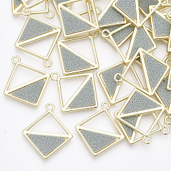 Wasser Aluminium Anhänger & Charms, mit PU-Leder, Karo, Licht Gold, Wasser, 25x22x2 mm, Loch: 2 mm, Seitenlänge: 16 mm