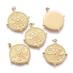 Золотой Ионное покрытие (ip) 316 хирургические подвески из нержавеющей стали, с прыжковых колец, плоско-круглые, золотые, 20.5x18x2 мм, отверстие : 1.6 мм