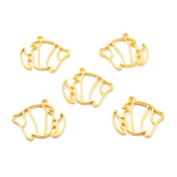 Золотой Подвесные подвески из сплава, для diy уф смолы, эпоксидная смола, Прессованные цветочные украшения, без кадмия и без свинца, рыба, золотые, 35x40x2.5 мм, отверстие : 2.5 мм
