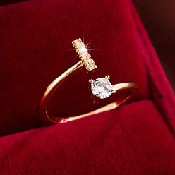 Letter I Латунные микро проложить манжеты кольца кубического циркония, Буква "i", 12x8 мм