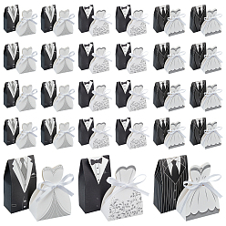 (52) Непрозрачная лаванда 120шт. 6 стили свадебное платье костюм бумажные коробки для конфет в форме костюма с лентой, разноцветные, 4.8~6.4x3~3.8x9.2~13.3 см, 20 шт / стиль
