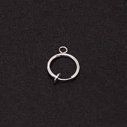 Silver Brass Clip-on Hoop Earring Findings, for Non-pierced Ear, Silver, 17.5x13x1.5mm, Hole: 2.2mm, Pin: 0.7mm