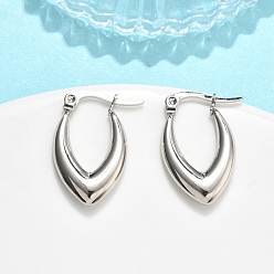 Нержавеющая Сталь Цвет V-образные 201 серьги-кольца из нержавеющей стали, с 304 штифтов из нержавеющей стали, вакуумное покрытие pvd, цвет нержавеющей стали, 23.5x15x4 мм