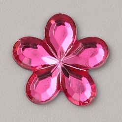 Темно-Розовый 5000шт. пластиковые кабошоны, цветок, темно-розовыми, 9x9.5~10x1 мм