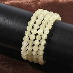 Golden Silk Jade Натуральные золотистые шелковые нефритовые круглые браслеты из бусин на эластичной основе для женщин, бусины : 6 мм, внутренний диаметр: 1.97 дюйм (5 см)
