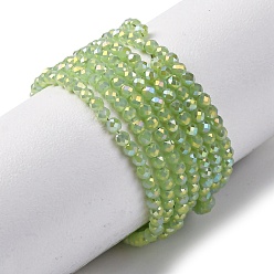 Зеленый газон Стеклянные бусины с гальваническим покрытием , нити круглых бусин, имитация нефрита, граненые, зеленый газон, 2 мм, отверстие : 0.7 мм, около 180~193 шт / нитка, 13.86~14.02'' (35.2~35.6 см)