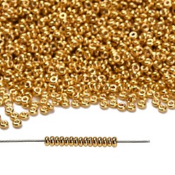 (PF557) PermaFinish Gold Metallic Toho 8/0 полукруглые бусины, японский бисер, (pf 557) пермафиниш золотой металлик, 3x1.15 мм, отверстие : 1.2 мм, Около 744 шт / 10 г