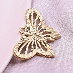 Золотой 304 подвески из нержавеющей стали, очарование бабочки, золотые, 21x30 мм