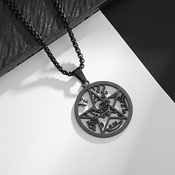 Черный Кулон в виде пентаграммы из сплава колдовства 201 ожерелья из нержавеющей стали с цепочкой для мужчин, чёрные, 23.62 дюйм (60 см)