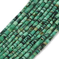 Морско-зеленый Окрашенные синтетические бирюзовые бусы нити, колонка, цвета морской волны, 2~2.5x2~3 мм, отверстие : 0.7 мм, около 140~143 шт / нитка, 12.40''~12.60'' (31.5~32 см)