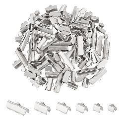 Нержавеющая Сталь Цвет 120 шт. 6 стили 304 обжимные концы из нержавеющей стали, прямоугольные, цвет нержавеющей стали, 6~10x6.5~25 мм, отверстие : 3 мм, 20 шт / стиль