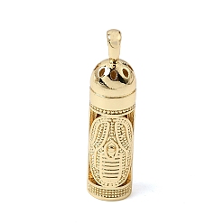 Real 18K Gold Plated Brass Pendants, Column with Scarab Charms, Rack Plating, Long-Lasting Plated, Cadmium Free & Lead Free, Real 18K Gold Plated, 32x8mm, Hole: 3x5mm