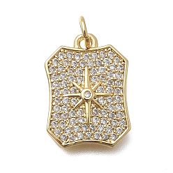 Настоящее золото 18K Латунные микро проложить кубического циркония подвески, прямоугольник со звездой, без кадмия и без свинца, стойки покрытие, долговечный, с целью перехода в кольце, реальный 18 k позолоченный, 17.5x12.5x2 мм, отверстие : 3.2 мм