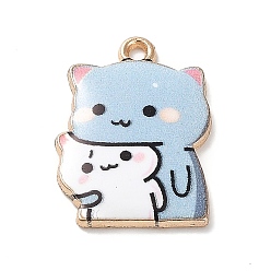 Светло-Синий Подвески из эмали и сплава, золотой свет, кошачье очарование, голубой, 22x16x2.5 мм, отверстие : 1.6 мм