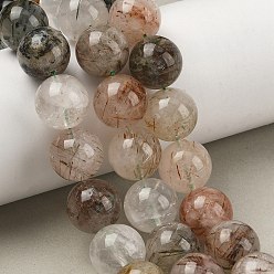 Rutilated Кварц Натуральные зеленые кроличьи волосы, кварц, зеленые рутиловые кварцевые бусины, нити, гладкий круглый, 14~14.5 мм, отверстие : 1.2 мм, около 27 шт / нитка, 14.96 дюйм (38 см)