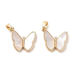 Настоящее золото 18K Подвески из латуни с двойной бабочкой и прозрачным микропаве с кубическим цирконием, без кадмия, без никеля и без свинца, с оболочкой, реальный 18 k позолоченный, 15x17.5x3.5 мм, отверстие : 4.5x2.5 мм