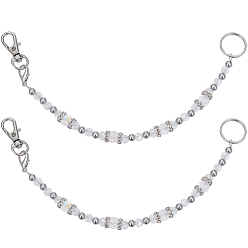 Прозрачный АВ 2шт стеклянный брелок, с застежками-лобстерами из сплава и 304 кольцом из нержавеющей стали, ясно AB, 240 мм