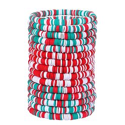 Красный Набор эластичных браслетов ручной работы из полимерной глины Heishi Surfer, составные опрятные браслеты для женщин, красные, внутренний диаметр: 2-1/8 дюйм (5.3 см), 15 шт / комплект