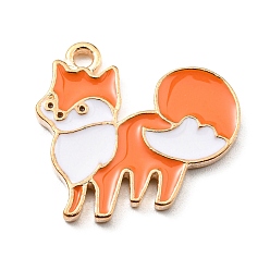 Лиса Подвески из сплава с эмалью ко дню благодарения, золотой свет, лиса, 18.5x20x1.5 мм, отверстие : 1.8 мм