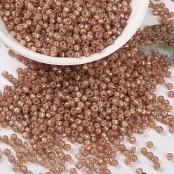 (RR553) Dyed Dark Peach Silverlined Alabaster MIYUKI Round Rocailles Beads, Japanese Seed Beads, 8/0, (RR553) Dyed Dark Peach Silverlined Alabaster, 3mm, Hole: 1mm, about 19000~20500pcs/pound