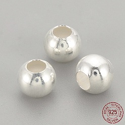 Silver 925 Sterling Silver Beads, Round, Silver, 5x4mm, Hole: 2mm