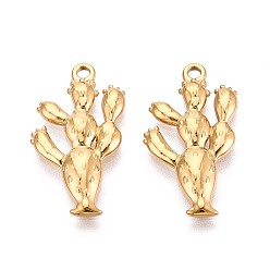Настоящее золото 18K 304 подвески в виде кактусов из нержавеющей стали, ионное покрытие (ip), реальный 18 k позолоченный, 24.5x12.5x2 мм, отверстие : 1.6 мм