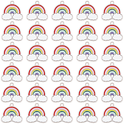 Разноцветный Подвески из эмали и сплава, радуга, с облаком, платина, красочный, 17.5x19x1.6 мм, отверстие : 2 мм, 30 шт / коробка