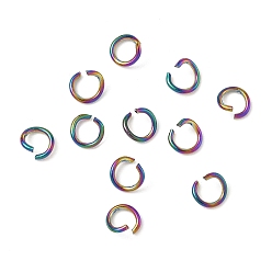 Rainbow Color 304 кольца прыжок из нержавеющей стали, круглые кольца, открытые кольца прыжок, Радуга цветов, 5x0.8 мм, внутренний диаметр: 3.5 мм
