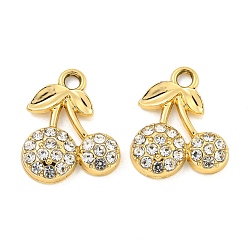 Золотой Подвески со стразами из сплава с УФ-покрытием, вишневое очарование, золотые, 17x14x3.5 мм, отверстие : 2 мм