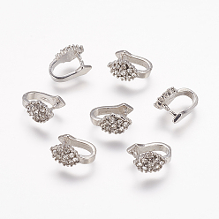 Платина Латунь оснастки на поруки, с 9 шт бисером горный хрусталь, без никеля , платина, 12x6.5x8.5 мм