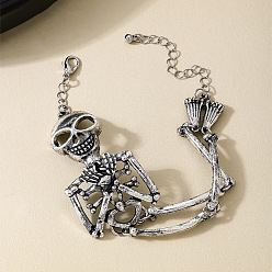 Античное Серебро Готические браслеты из сплава для женщин, скелет, античное серебро, 6-1/2 дюйм (16.5 см)