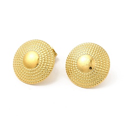 Настоящее золото 18K Ионное покрытие (ip) 304 серьги-гвоздики из нержавеющей стали, с вертикальными петлями, плоско-круглые, реальный 18 k позолоченный, 15.5 мм, отверстие : 3 мм, штифты : 0.8 мм